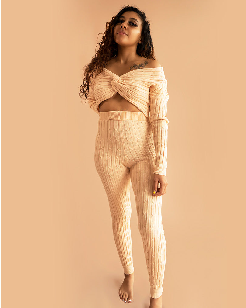 Cream Cable Knit Womens Loungewear Set – Forever Yanè