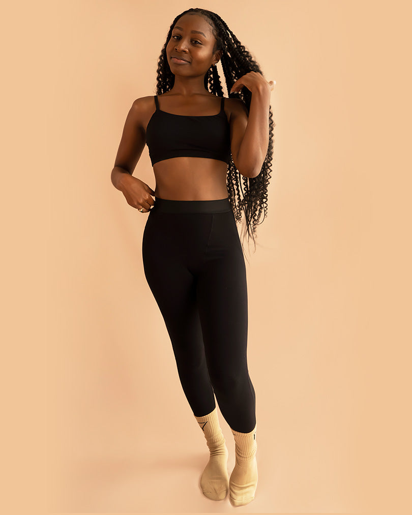 Black Ribbed Knit Yoga Set – Forever Yanè